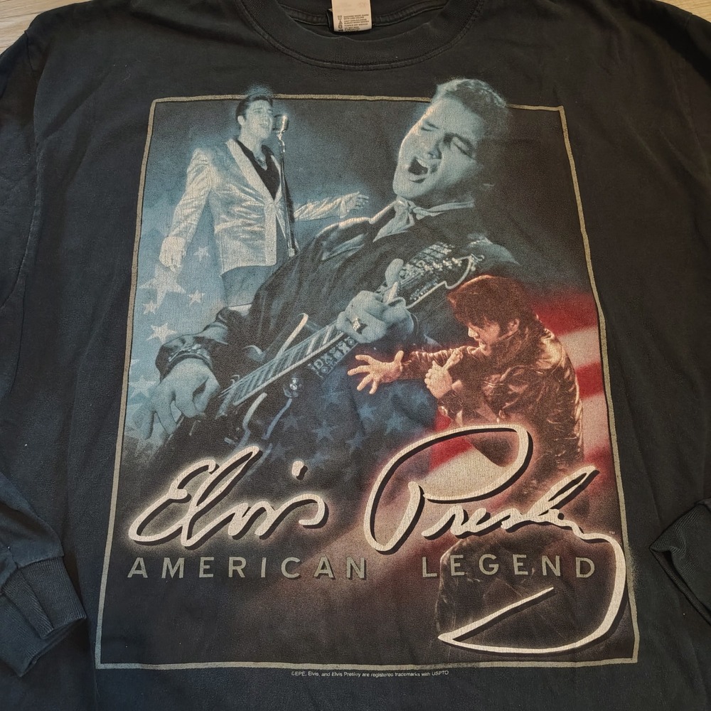 Liquid Blue Elvis Presley American Legend Black Long Sleeve Graphic‎ Tee 2X Mens